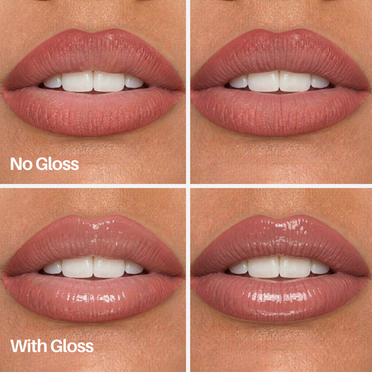 Bubble Lip Pen — lips with and without gloss