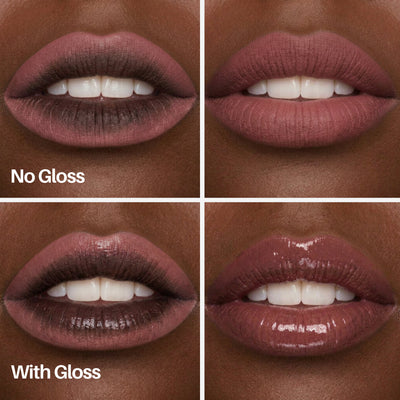Bubble Lip Pen — lips with and without gloss on deeper skin