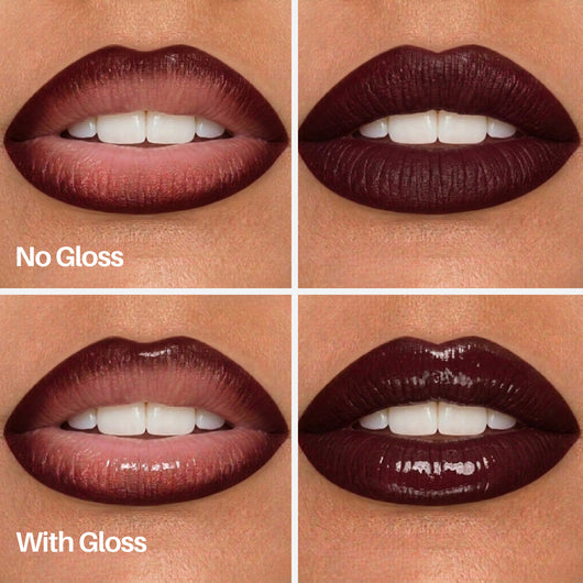 Cherry Lip Pen — lips with and without gloss