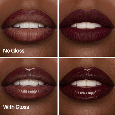 Deep Lip Pen — lips with and without gloss on deeper skin