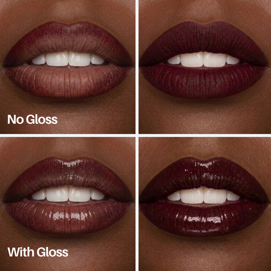 Deep Lip Pen — lips with and without gloss on deeper skin