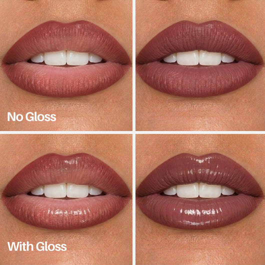 Juicy Lip Pen — lips with and without gloss