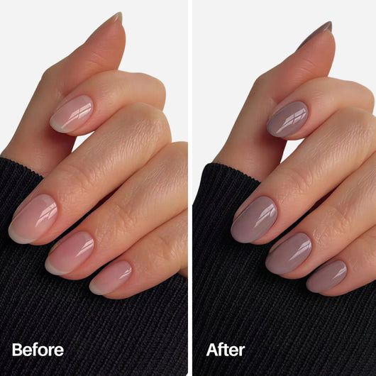 Lavender Nail Pen — before and after on natural nails