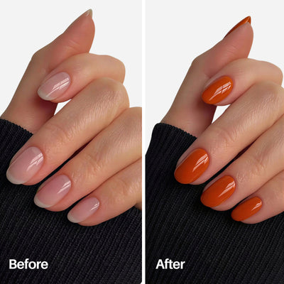 Poppy Nail Pen — before and after on natural nails