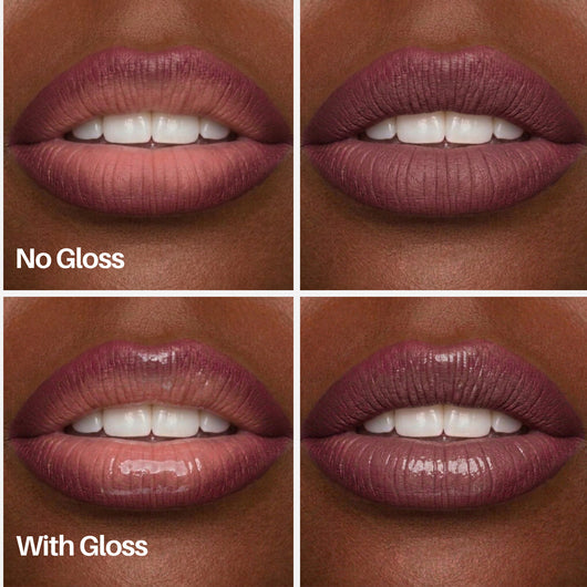 Ripe Lip Pen — lips with and without gloss on deeper skin