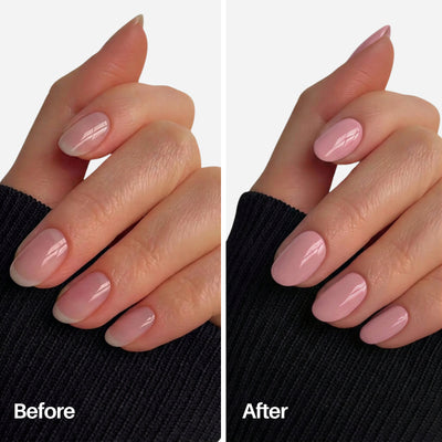 Rosy Nail Pen — before and after on natural nails