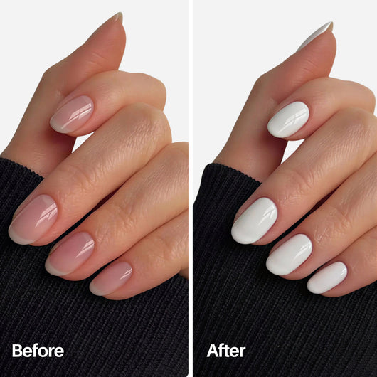 Snow Nail Pen — before and after on natural nails