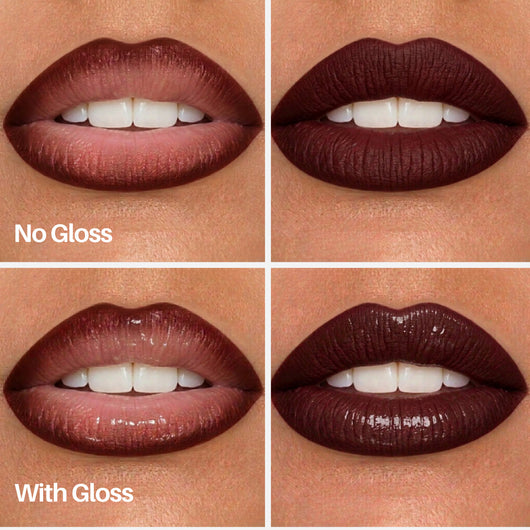 Spicy Lip Pen — lips with and without gloss