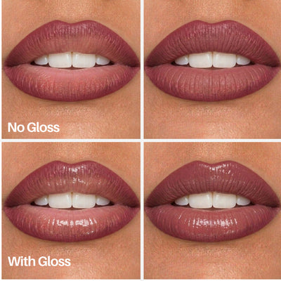 Sweenly Gloss — lips with and without gloss