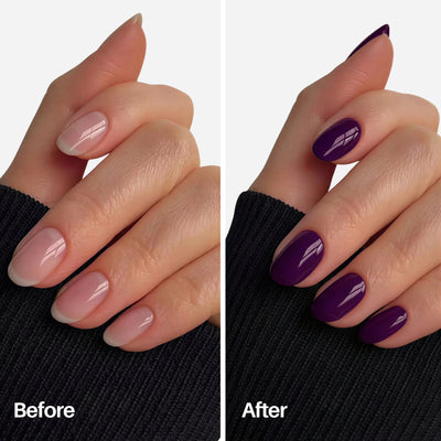 Violet Nail Pen — before and after on natural nails
